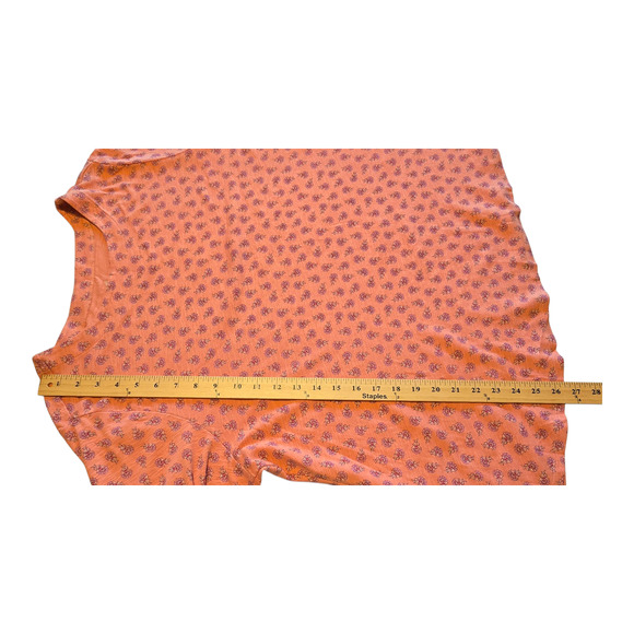 J Jill Tee Womens Size 2X Orange Floral Print 100% Pima Slub Elbow Length Sleeve - Picture 9 of 9